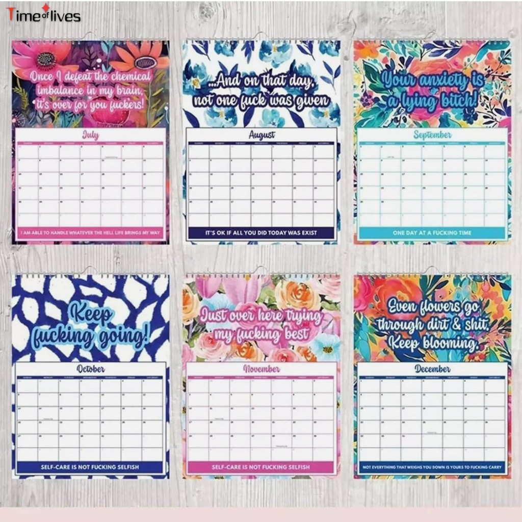2025 Funny Mental Health Calendar With Sweary Affirmations Monthly