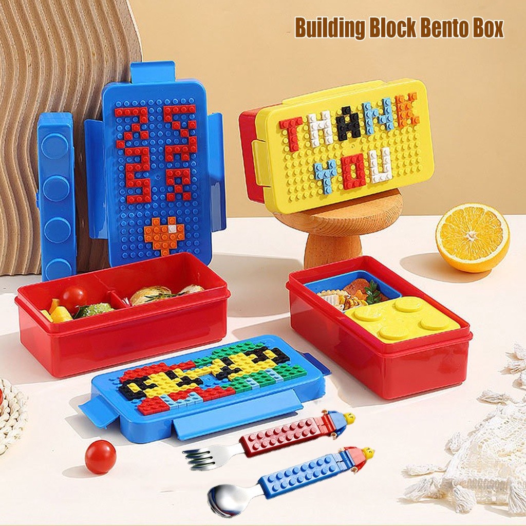 Lunch Box For Kids Boy Portable Building Blocks Splicing Food Storage ...