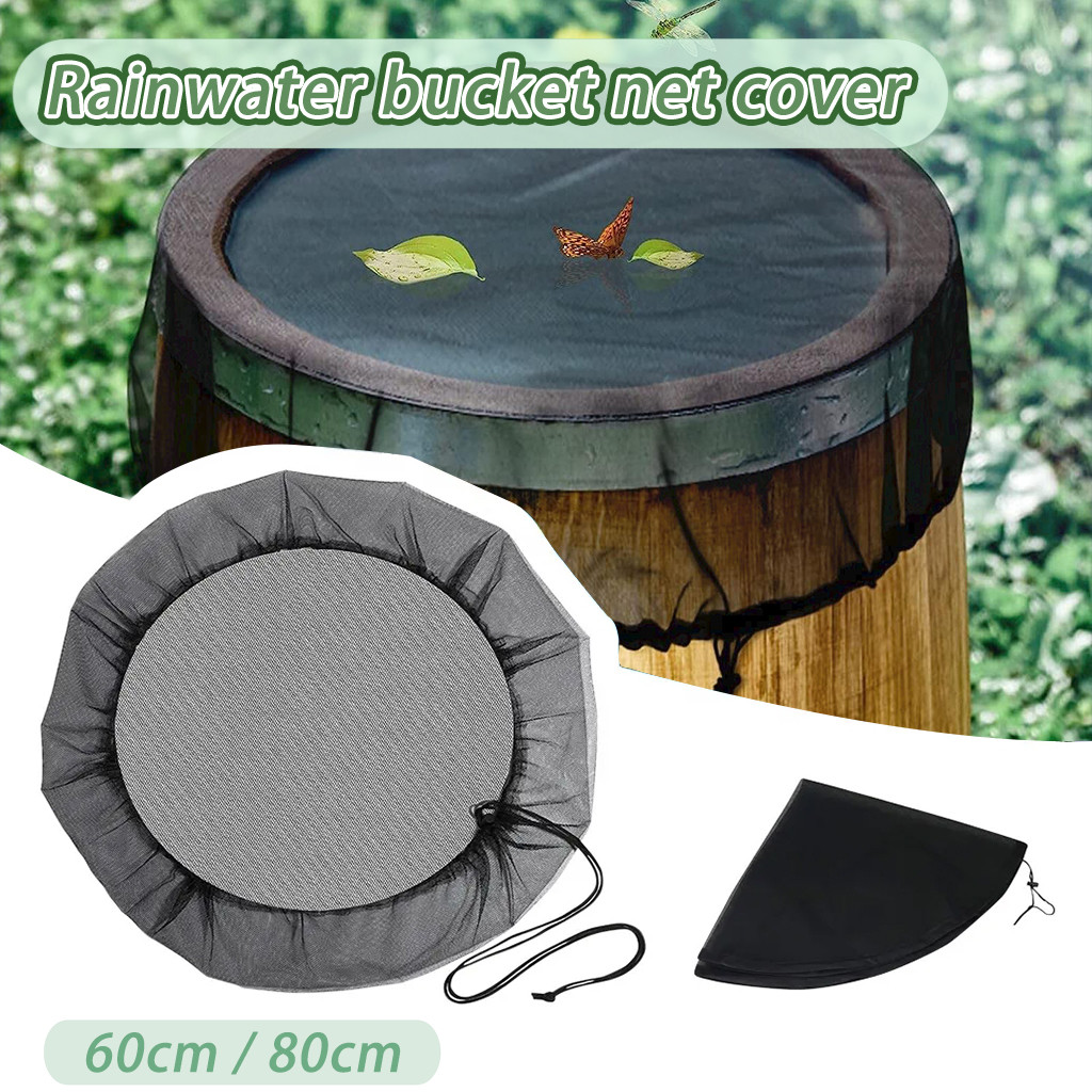 Rainwater Bucket Net Cover With a Drawstring Mosquito-Proof Net Is Used ...