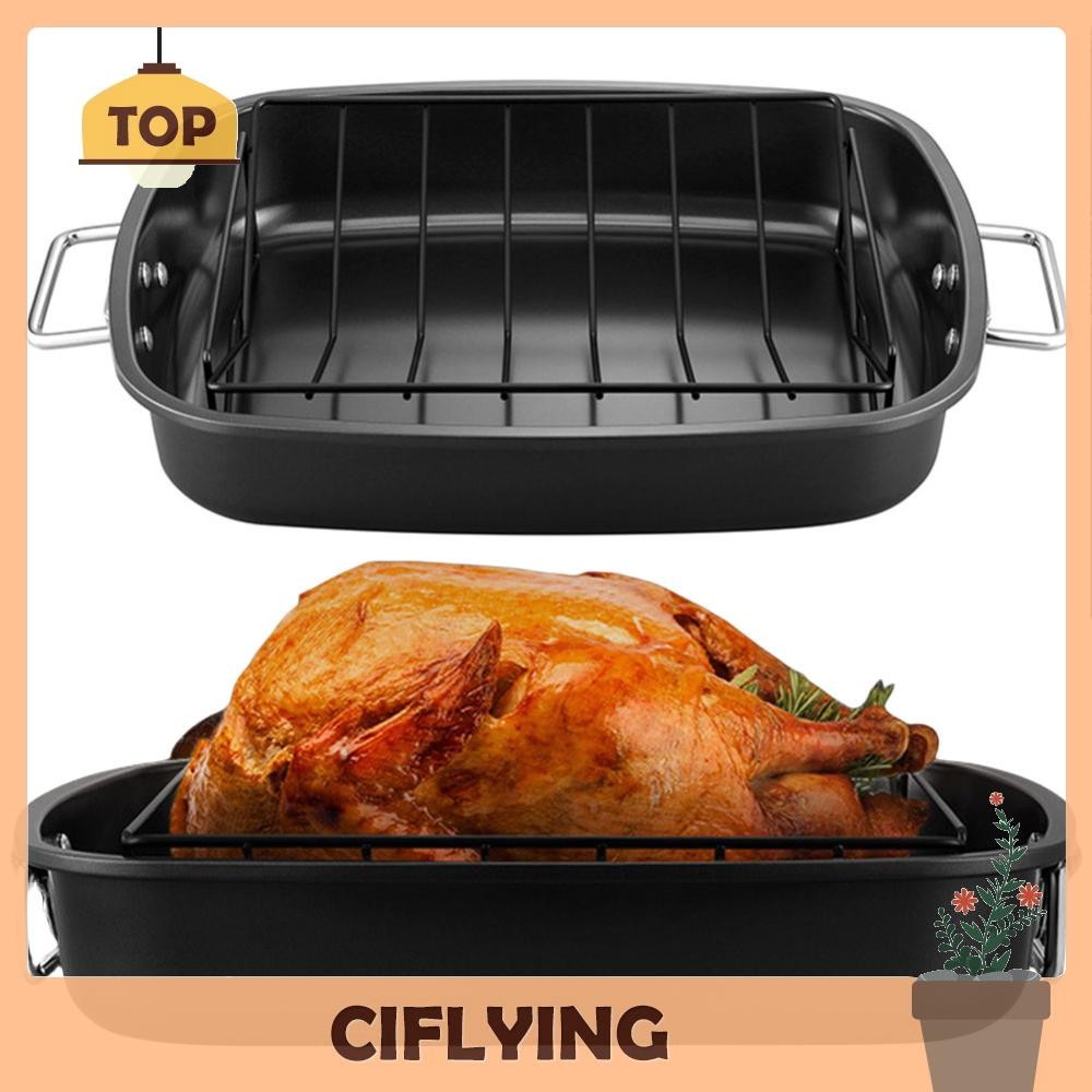 Nonstick Roasting Pan with Rack 17x14 Inch Large Turkey Roaster Pan for ...