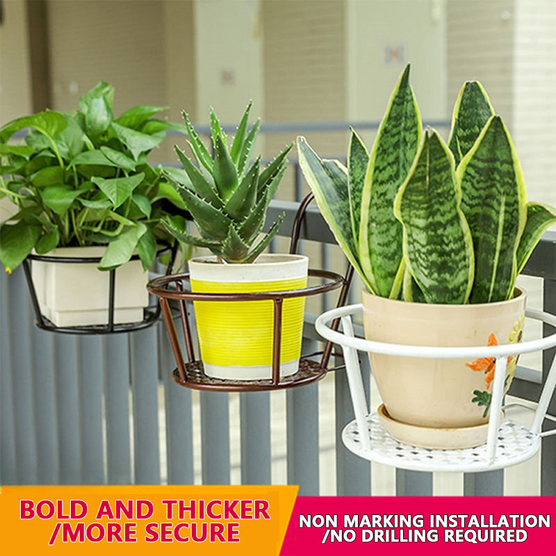 Balcony railing wall hanging small flower rack fence hanging flower pot ...