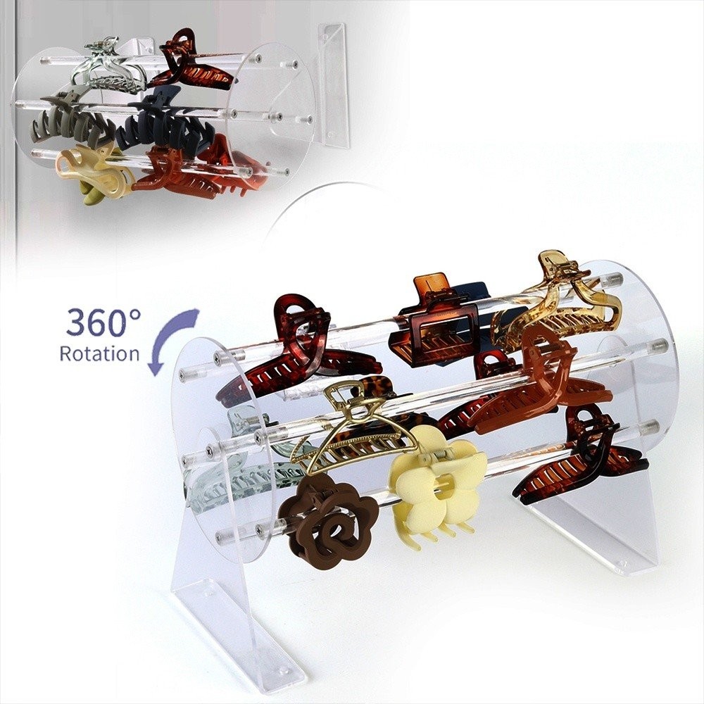 Transparent Acrylic Hairband Storage Rack Wall-mounted Rotating Hair ...
