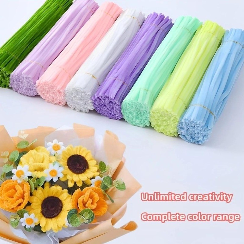 【COD】100pcs DIY Colorful Dense Fuzzy Wire Chenille Stem Handmade ...