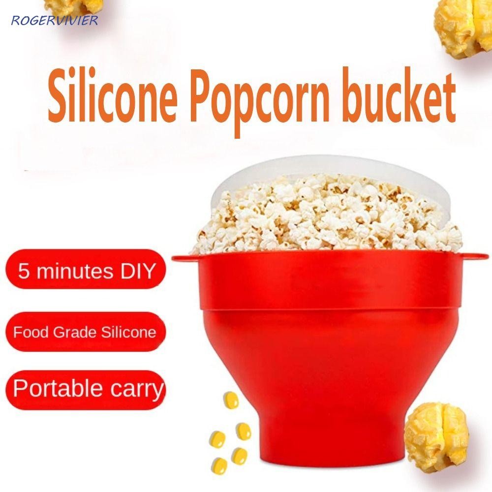 ROGERVIVIER Microwave Popcorn Bowl Bucket, Silicone Red Popcorn Maker ...
