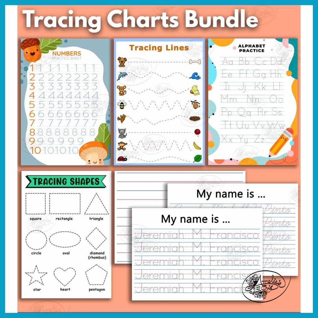 Tracing?C$Educational|um@Charts`Bu;Laminated&A4&Bundle%A:of%v:6%V ...