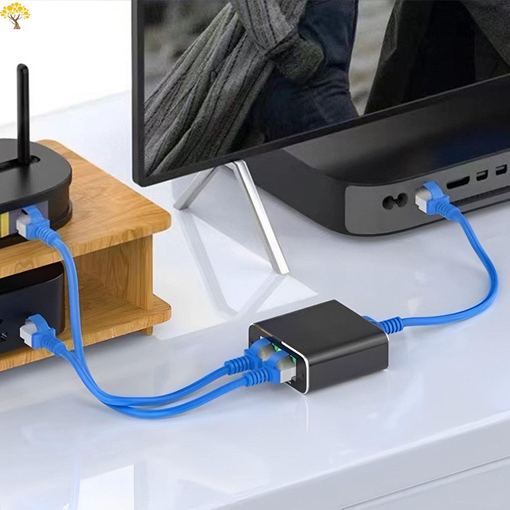 RJ45 Splitter Ethernet Adapter Simultaneous Networking with USB Power ...