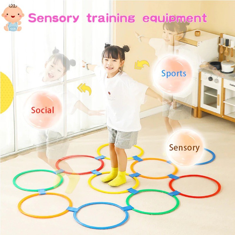 10pcs Hopscotch Lattice Jumping Ring Set Plastic Outdoor Children's ...