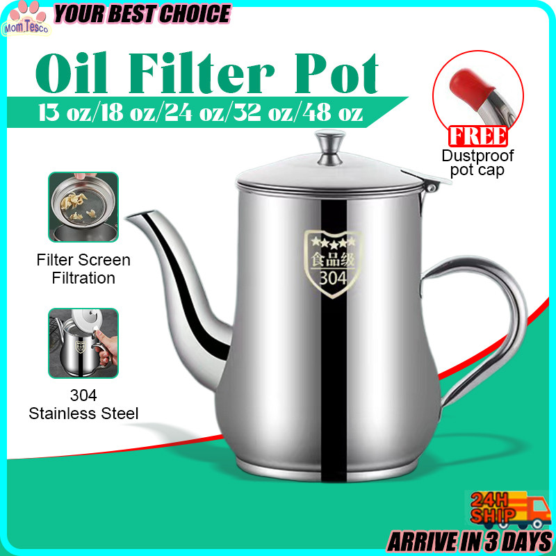 Household Stainless Steel Oil Container Kitchen Oil Filter Pot Oil ...