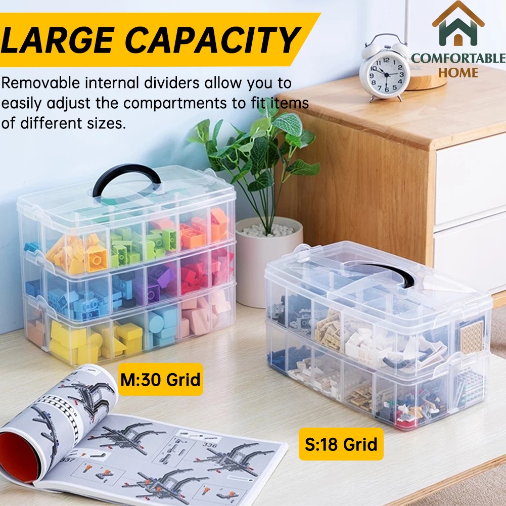 CHS Removable 3-Layer Storage Box Craft Blocks Toy Organizer Jewelry ...