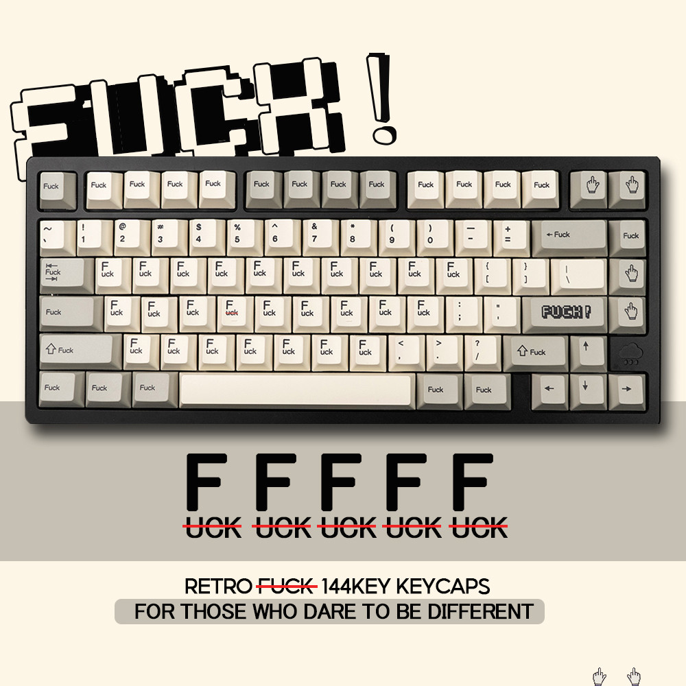 F-ck Keycaps 144Keys/Set Legitimate Rebellion in the Office PBT Cherry ...