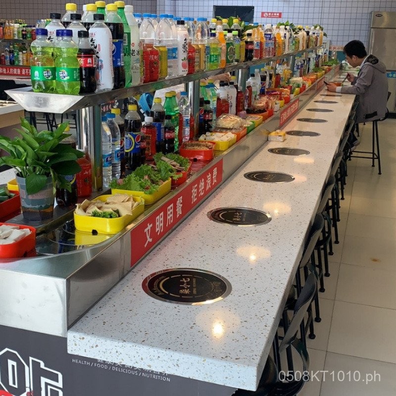 Rotating Hot Pot Equipment Set Self-Service Buffet Table Dual-Color Hot ...