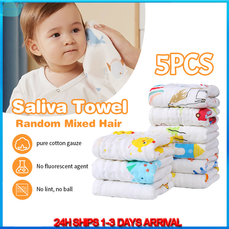 5pcs Baby Sweat Towel 6 Layer Soft Cotton Back Towel Sweat Absorber For ...