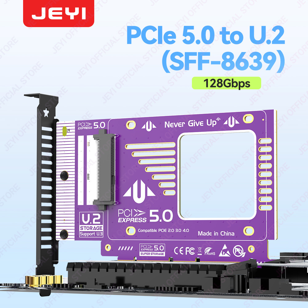 JEYI PCIe 5.0 to U.2(SFF-8639) Adapter, 128Gbps GEN5 U.2 SSD to PCIE X4 ...