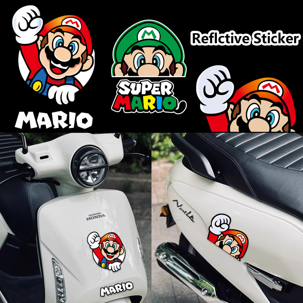 Reflective Super Mario Motorcycle Sticker Motorcycle Body Helmet ...