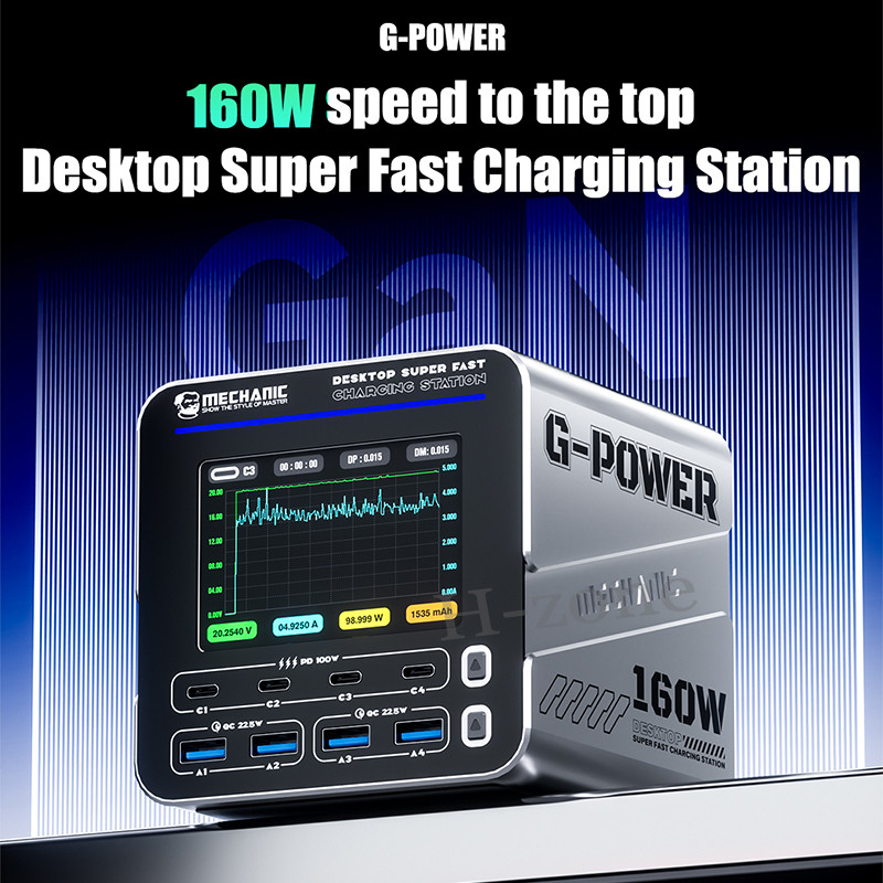 MECHANIC G-POWER GaN Multi-Port Charger 160W for iPhone iPad with 15W  Wireless Charging Station Support Wireless Charging Tool