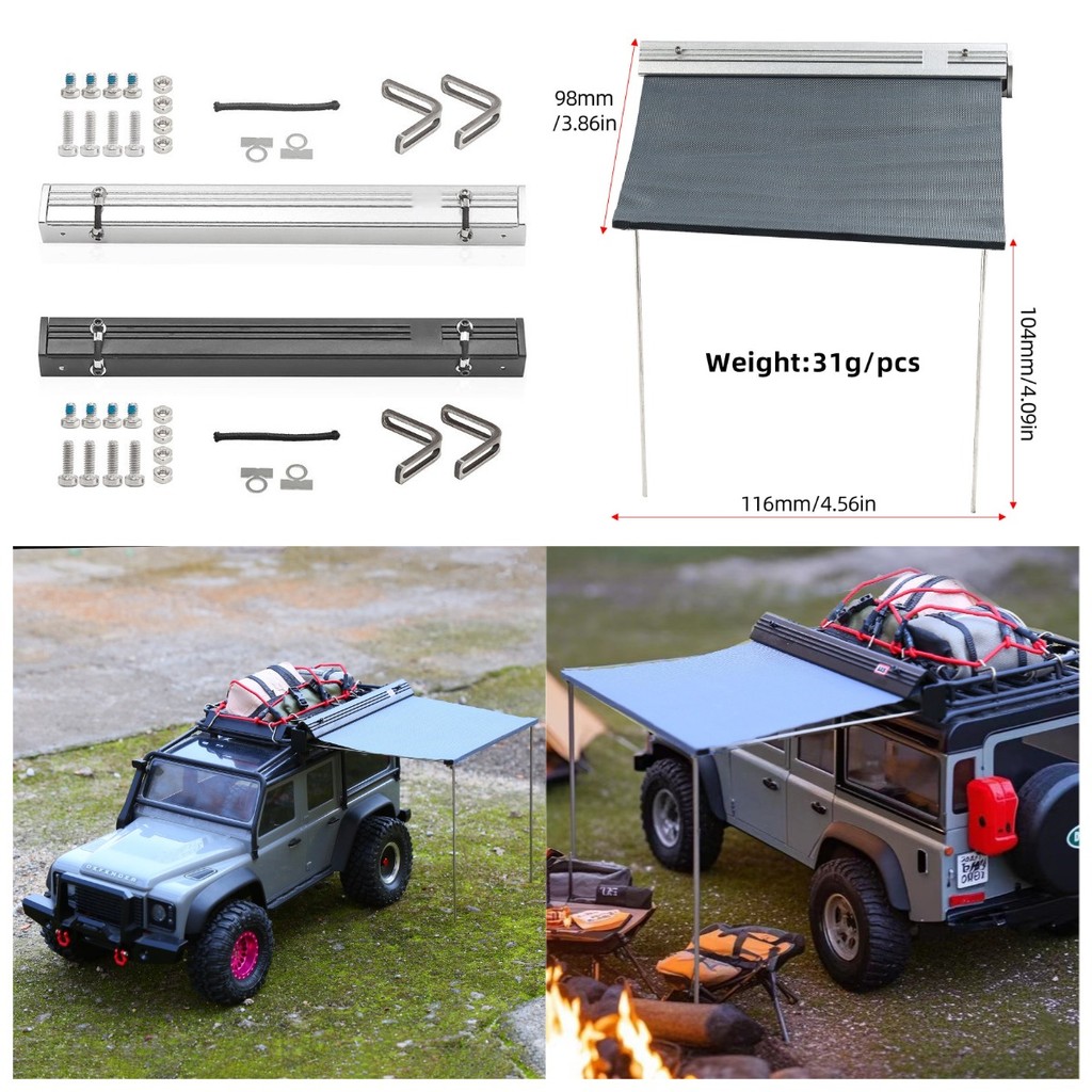 1/18 RC Roof Top Tent & Sunshade for TRX4 TRX4M - Waterproof Camping ...