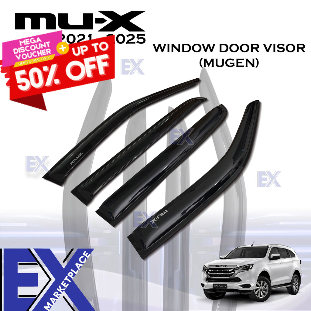 Isuzu Mux MuX 2021 to 2025 MUGEN TYPE Window Door Rain Visor Black