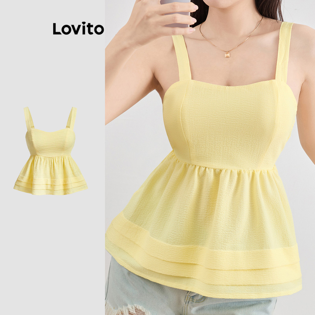 Lovito Women Casual Plain Ruched Tank Top L108ED1024 Shopee Philippines