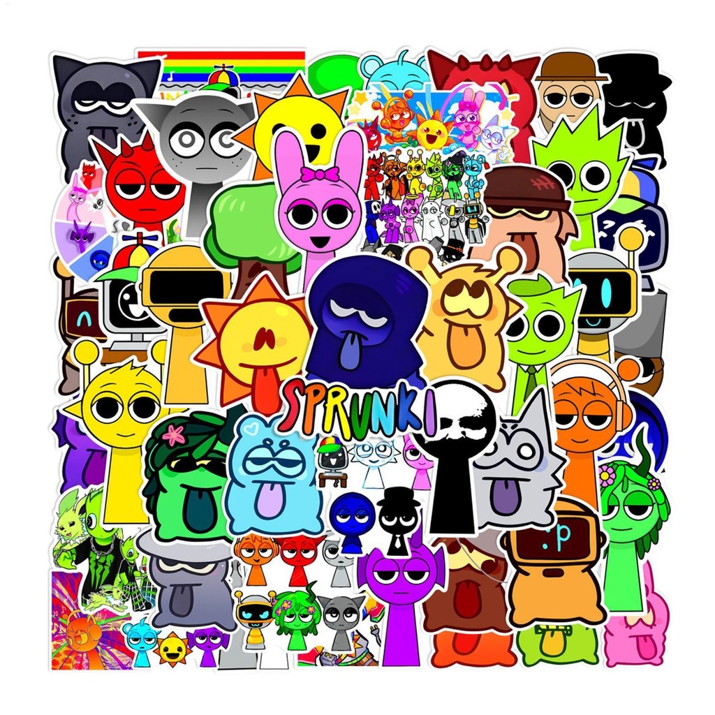 52 pieces of sprunki music game stickers Cartoon Sprunki Incredibox ...