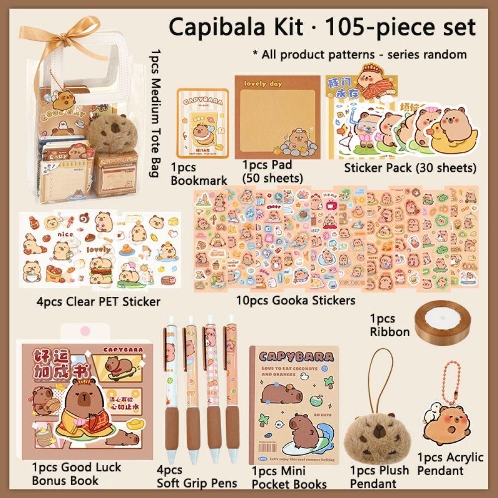 IVANES 70/73/105pcs Capybara Stationery Set, Cartoon Kawaii School ...