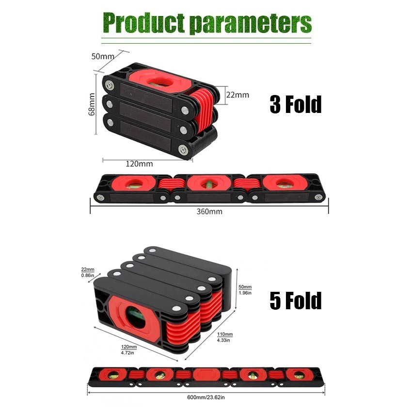 Magnetic Level Tool Foldable Level Ruler Precise Protractor Spirit ...