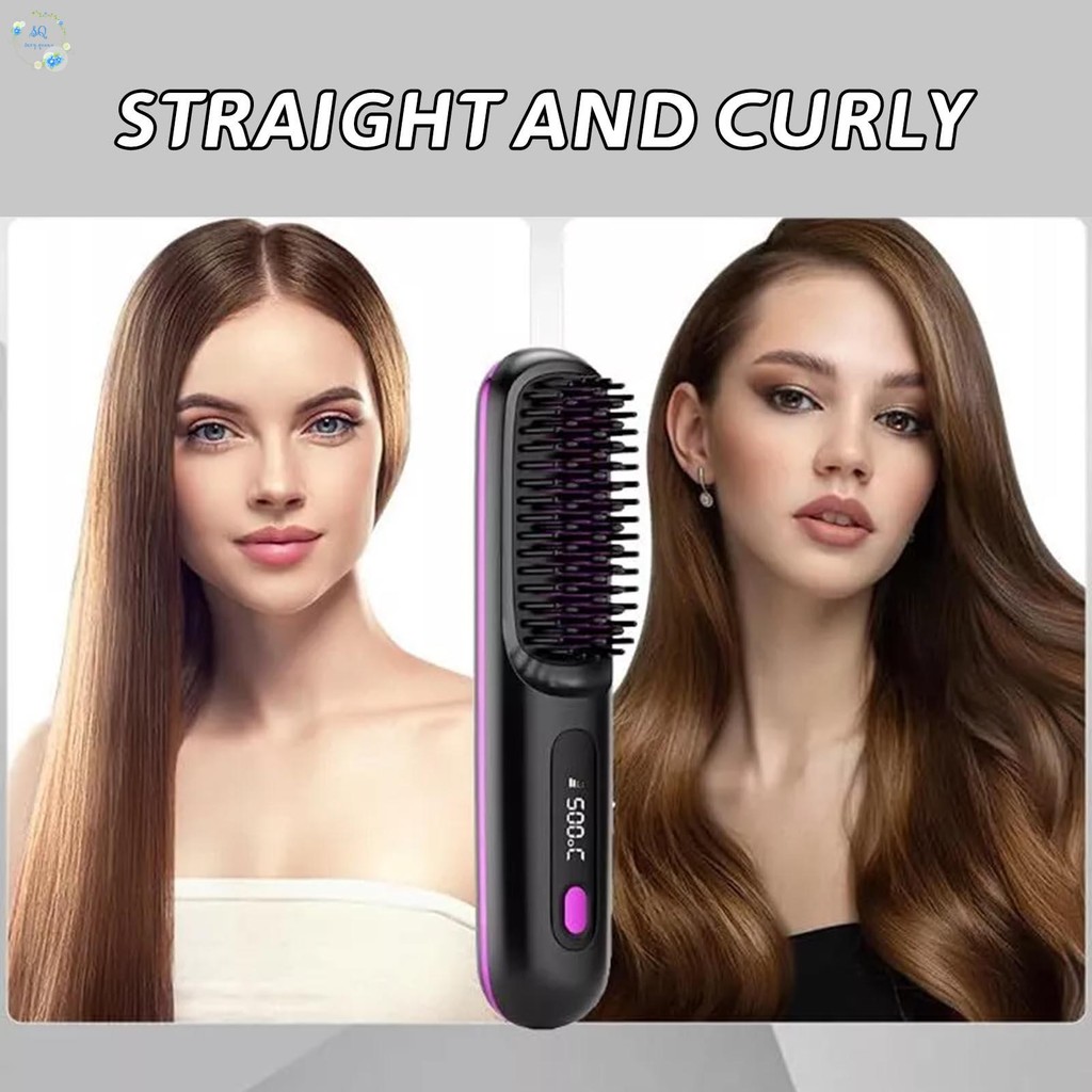 Cordless Electric Hair Straightener Digital Display Anti-scald Hair ...