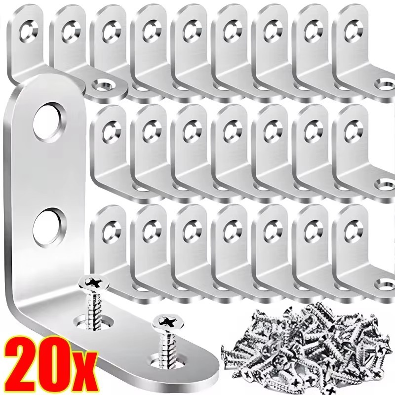 5/10/20Sets L Shaped Corner Brackets / 90 Degree Right Angle Connectors ...