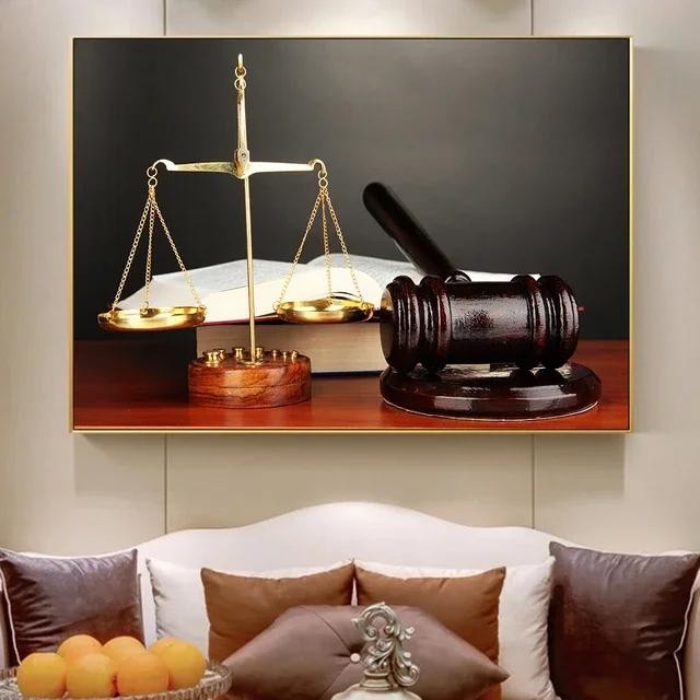 Scales of Justice Abstract Canvas Art Print for Living Room, Law Office ...