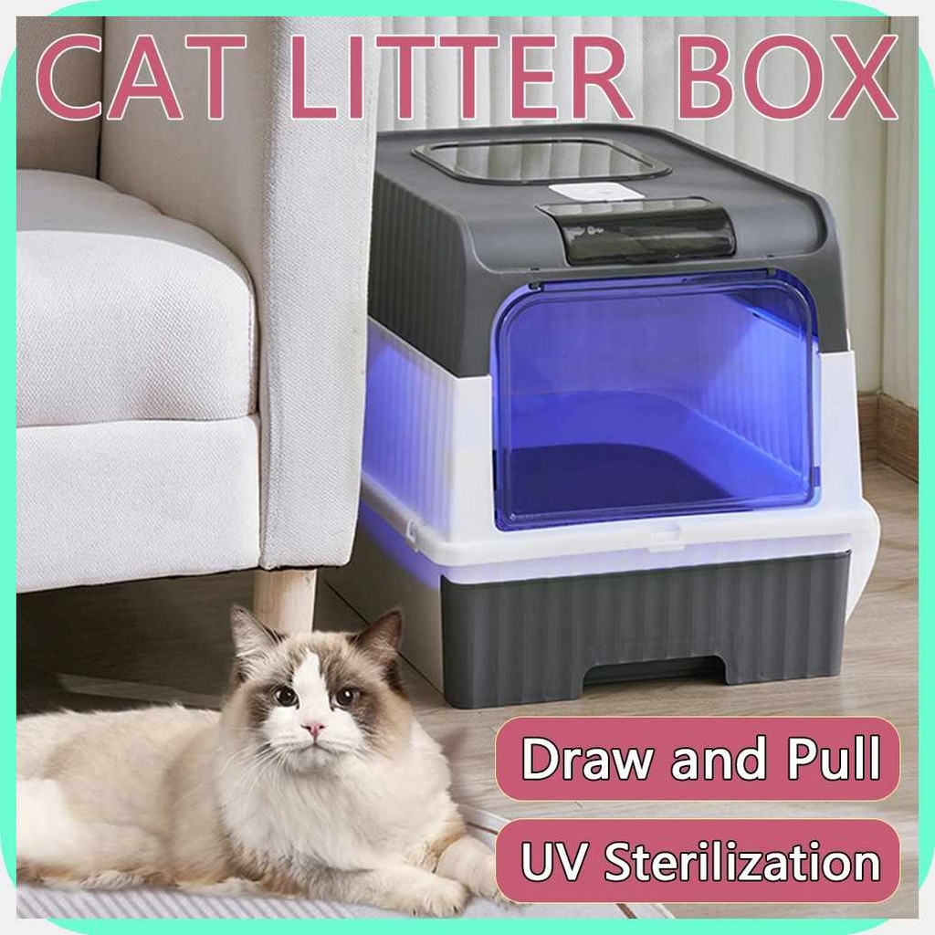 Foldable&e%Cat!Tr`Litter&Box&With&Sifter&Tray&UV&Sterilization Big ...