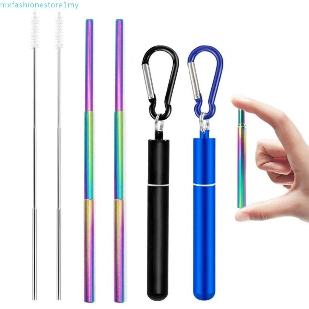 MXFASHION Reusable Collapsible Straw, Stainless Steel Foldable Drinking ...