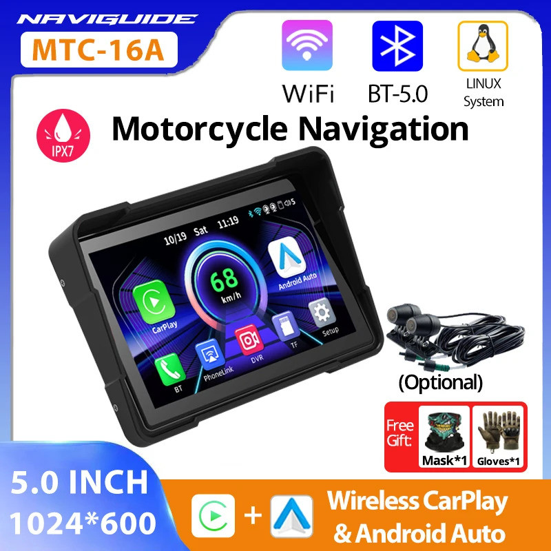 NAVIGUIDE 5inch 1024*600 Linux System Motorcycle Navigation Wireless ...