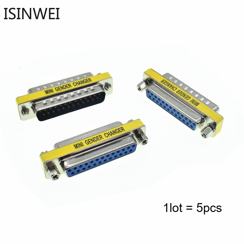 5pcs DB25 D-Sub 25pin Connectors Mini Gender Changer Adapter RS232 ...