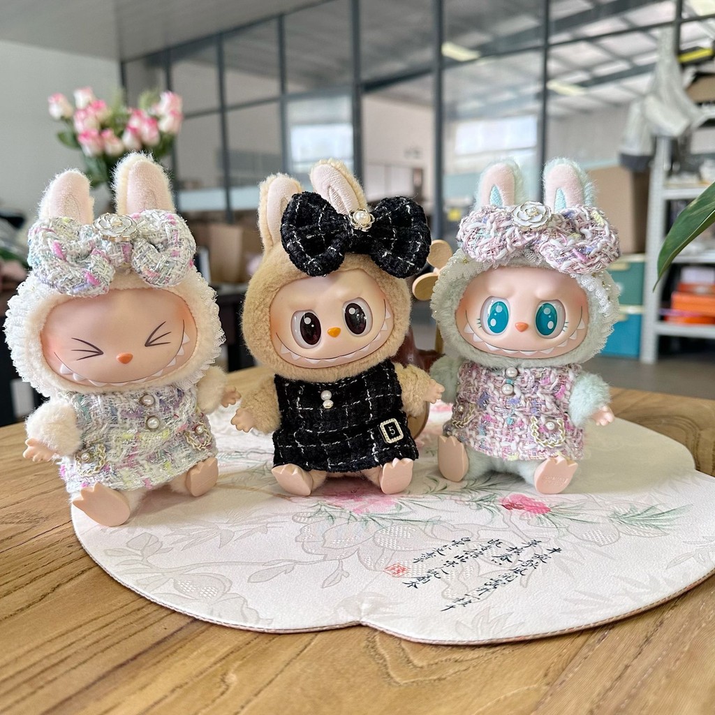Labubu Clothing Set Accessories 17cm Black and White Grid Fragrant ...