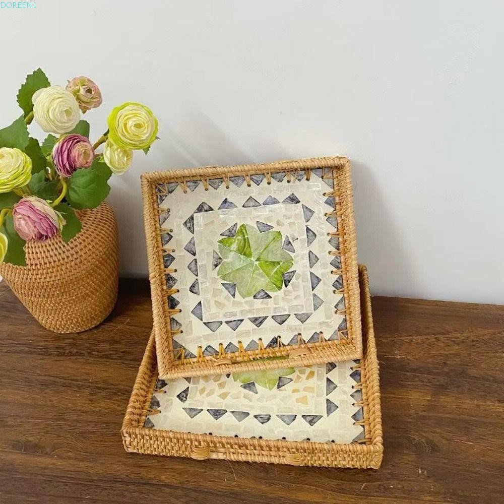 DOREEN1 Rattan Shell Tray, Creative Rattan Weaving Weaving Fruit Basket ...