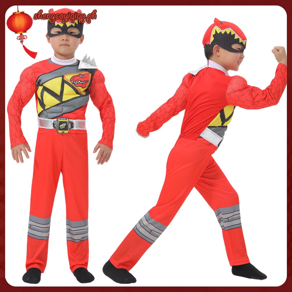 Red Dino Charge Power Rangers Muscle Costume for Kids Boys Superhero ...