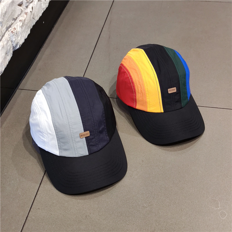 Trendy ins Men Women Rainbow Color Trendy Quick-Drying Cap Hat Baseball ...