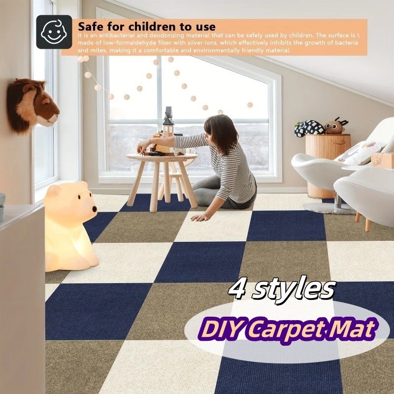 DIY Carpet Mat Office Floor Mat Dirt-resistant Square Area Rug With ...