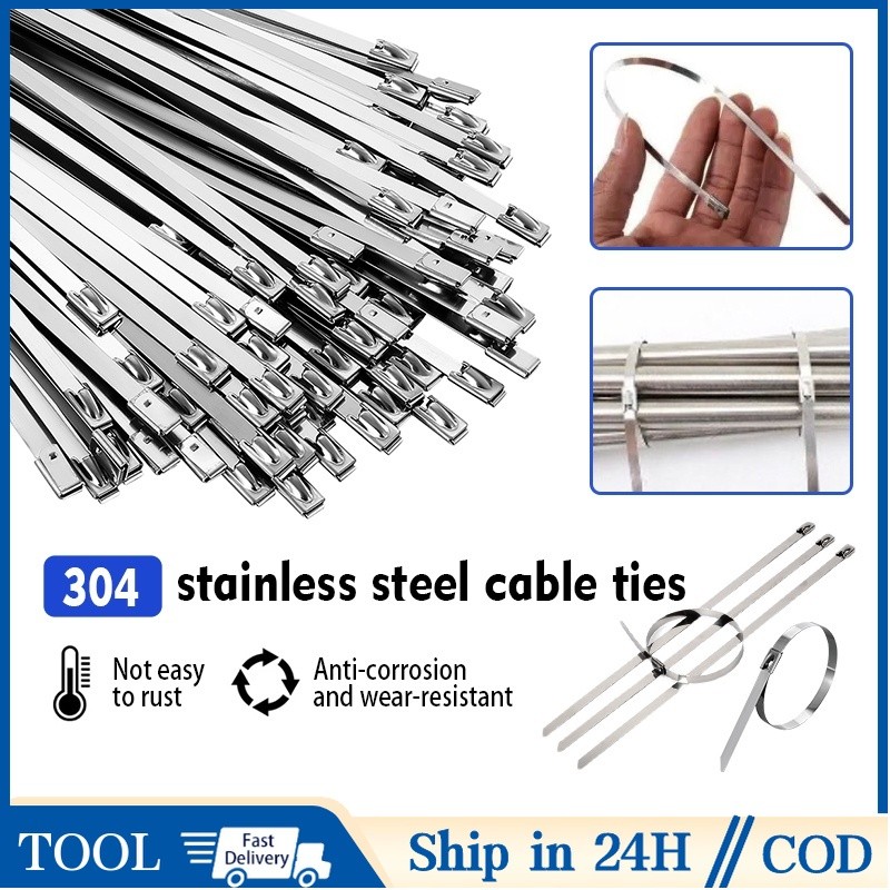 20PCS Stainless Steel Cable Ties Metal Zip Tie Straps - Self-locking ...