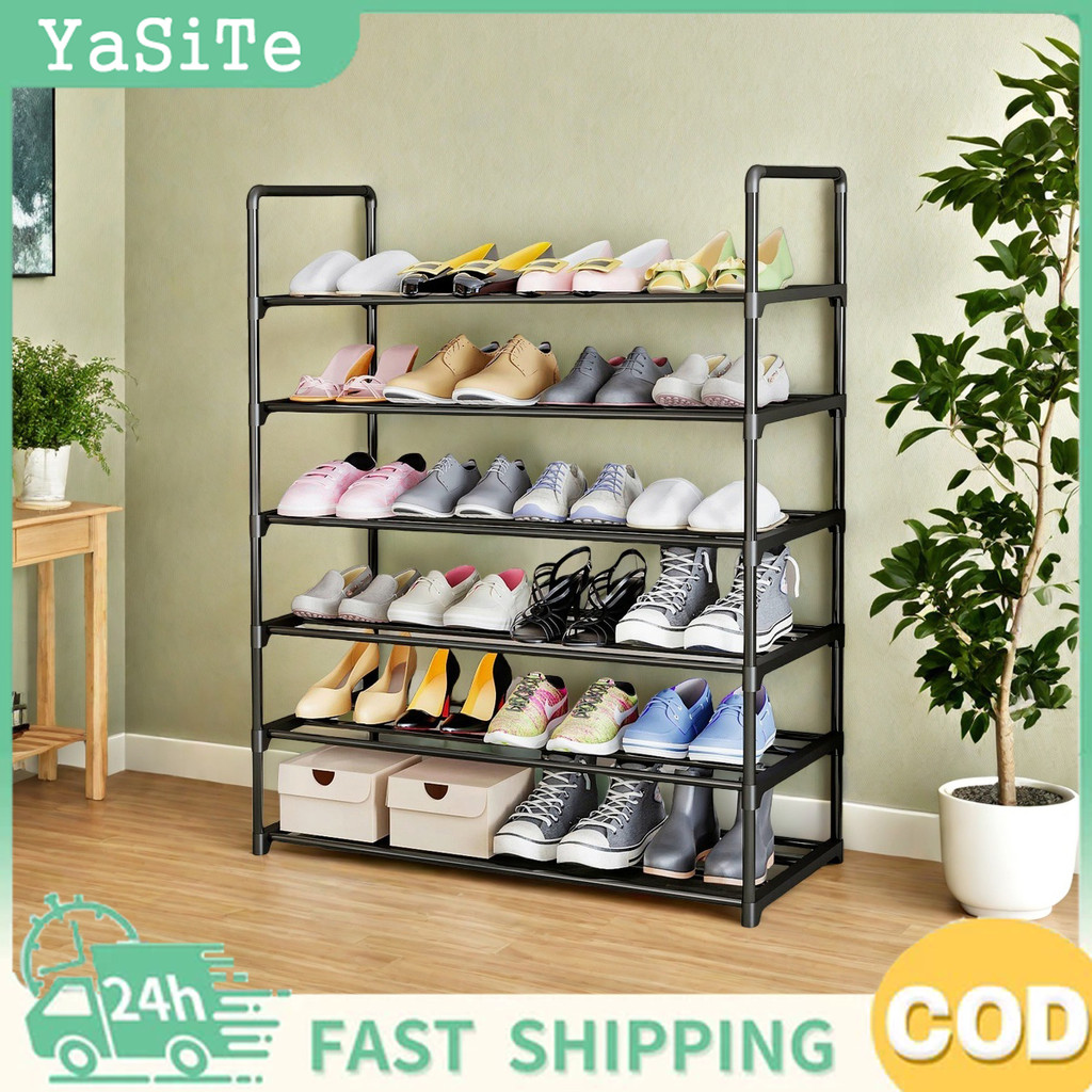 Shoe Rack 6-Layer Metal Stackable Storage Rack, Independent Shoe Rack ...