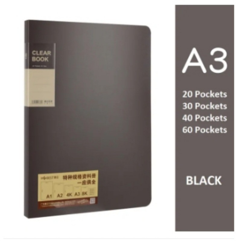 Thickened Booklet Display Book Clear Book Size A3 20/30/40/60 Pockets ...
