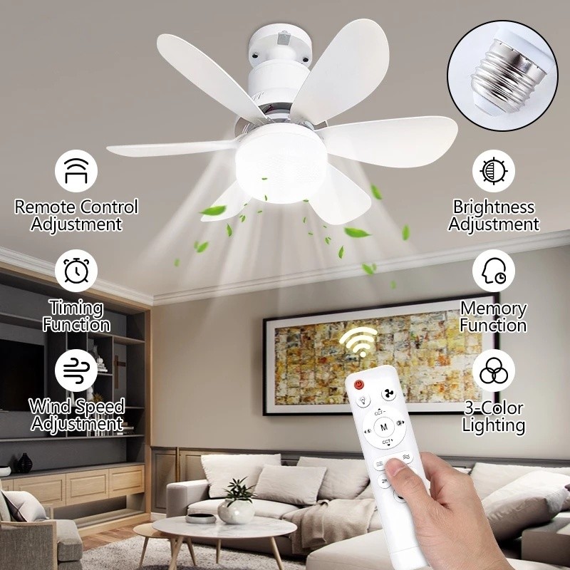2-in-1 fan light Tricolor LED light Ceiling Fan WIth Remote Control ...