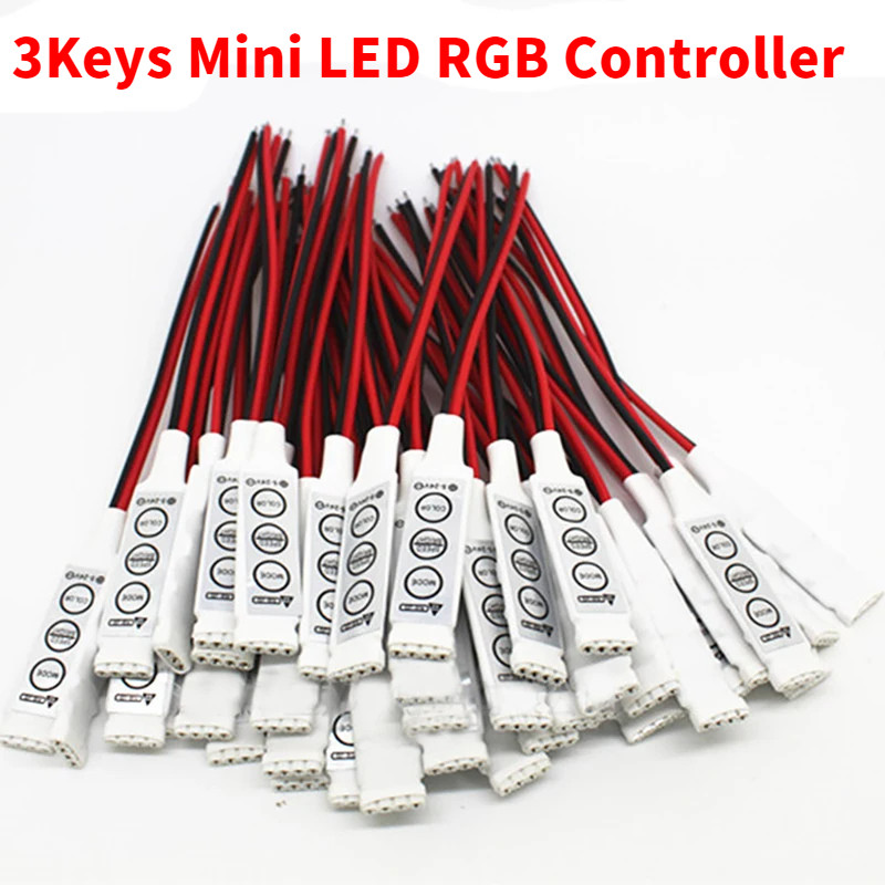 5PCS DC 5V-12V-24V 12A 3Keys Mini LED RGB Controller Dimmer Driver For ...