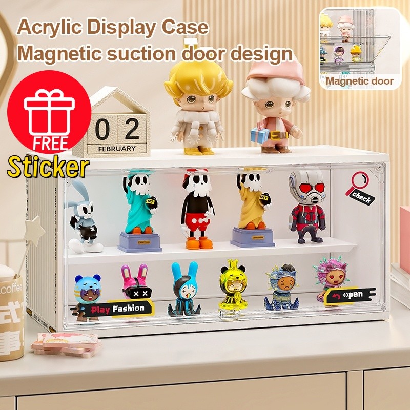 Acrylic Transparent Storage Box Popmart Figure Box Stackable Magnetic ...
