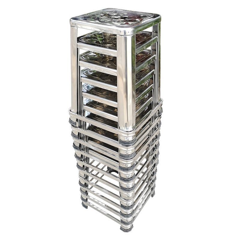 Thickened Reinforced Stainless Steel Square Stool Household Stacking ...
