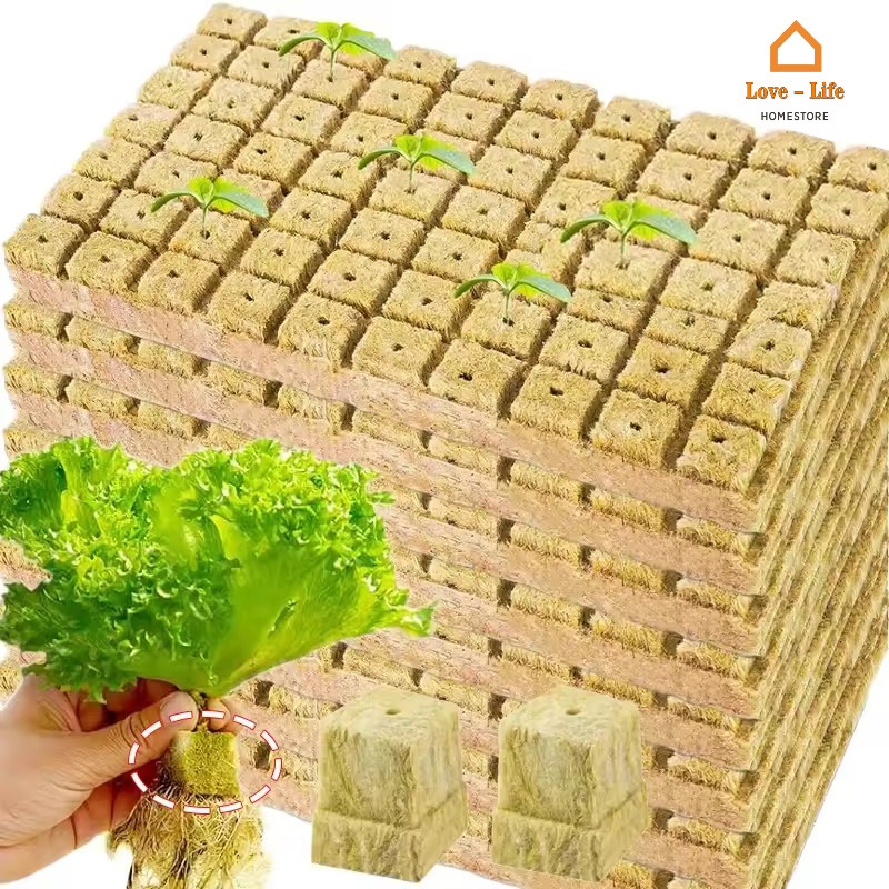 Stonewool Hydroponic Grow Media Cubes - Planting Sponge Seeded Rockwool ...