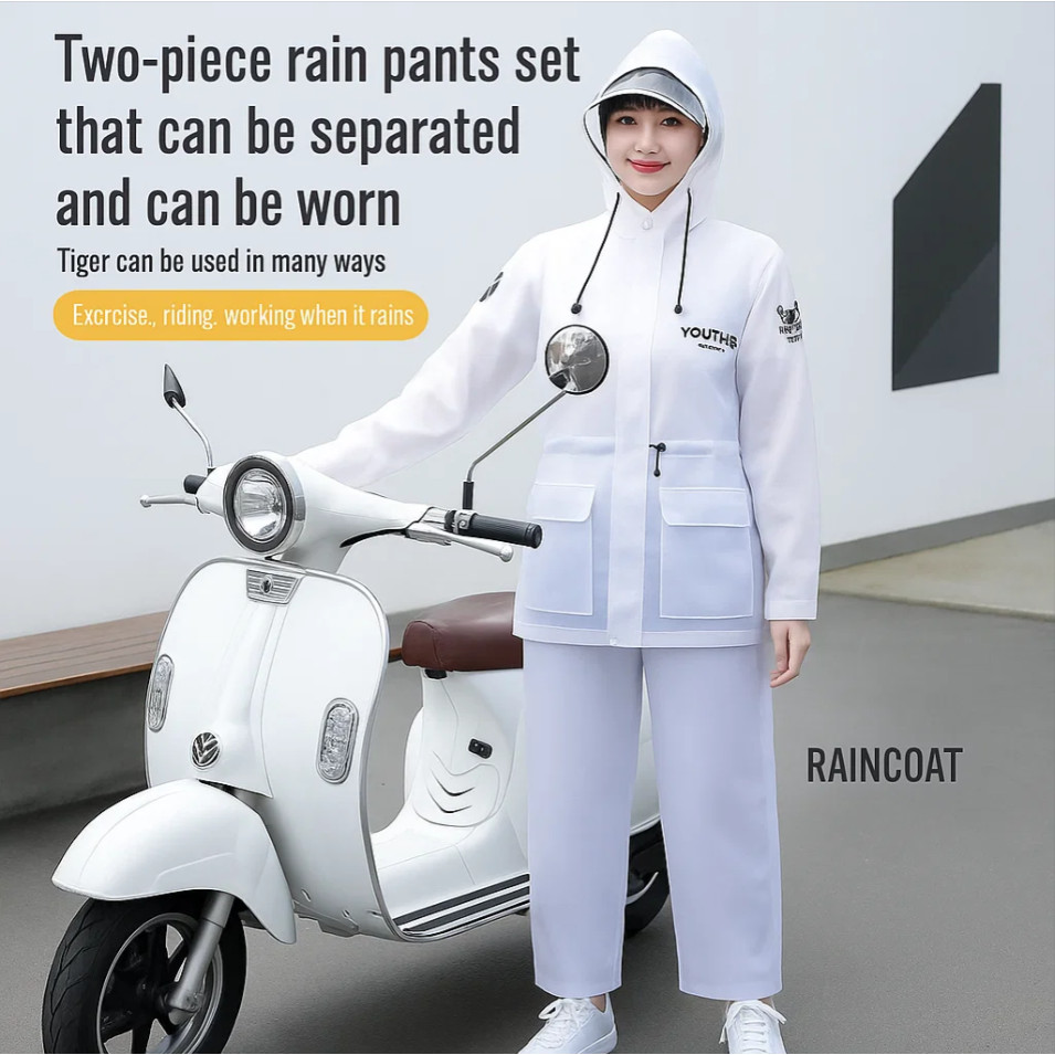Electric car motorcycle stormproof split raincoat rider pants suit full ...