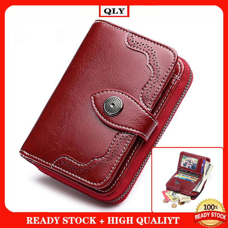 Fashion Personality Vintage Oil Waxed Leather Ladies Wallet