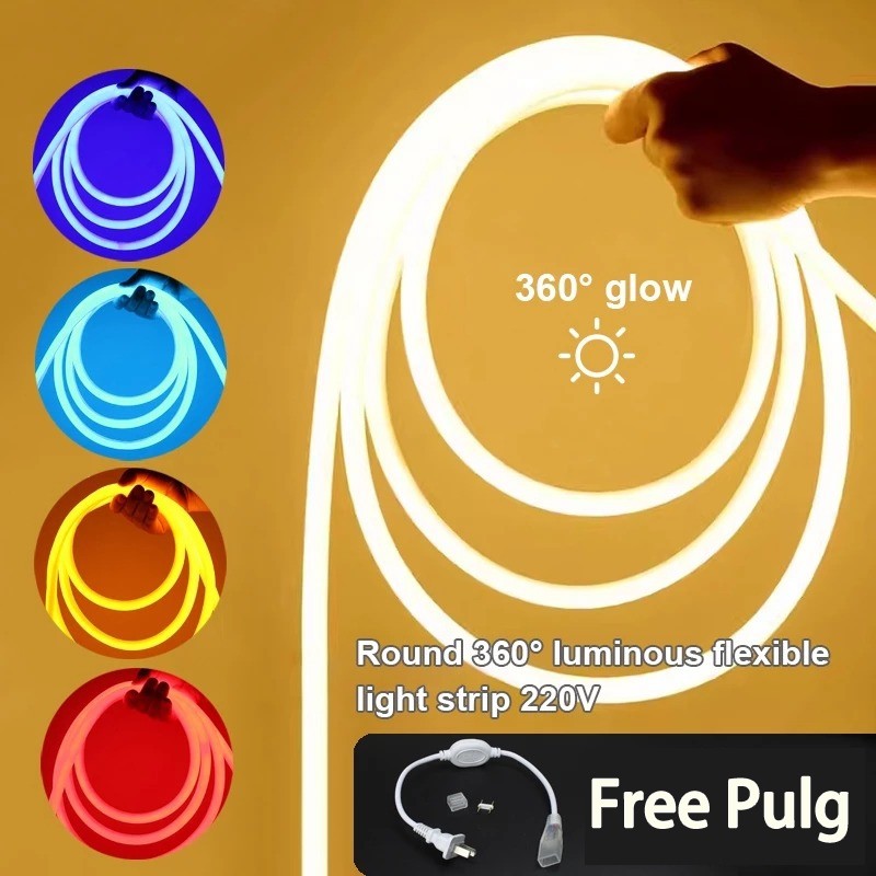 220V LED Strip Lights LED Round 360° Lighting 220v Outdoor Garden ...
