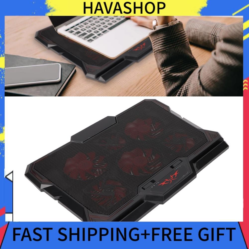 Havashop Laptop Cooling Pad 6 Silent Fans ABS Metal Anti-Slip Baffle ...