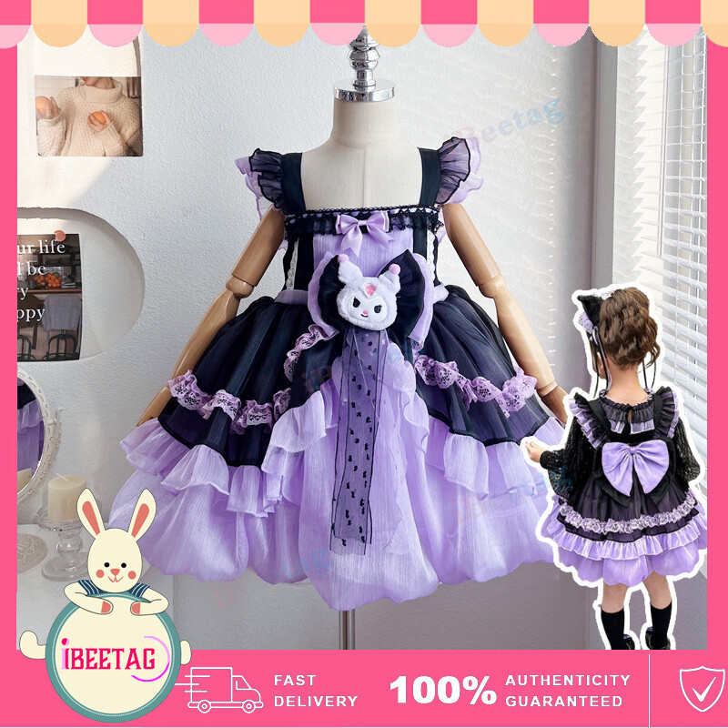 Sanrio Kuromi Lolita Princess Dresses Girl Halloween Party Cosplay Dress Up Costumes Birthday Gift Tutu Dress 2025 I.1214309320